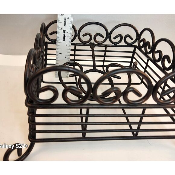 Scrolled Cast Iron Napkin Holder Rustic Tabletop Design Decorative Black Square - Picture 7 of 8